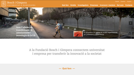 Fundació Bosch i Gimpera programació plantilla web a mida i maquetació contingut