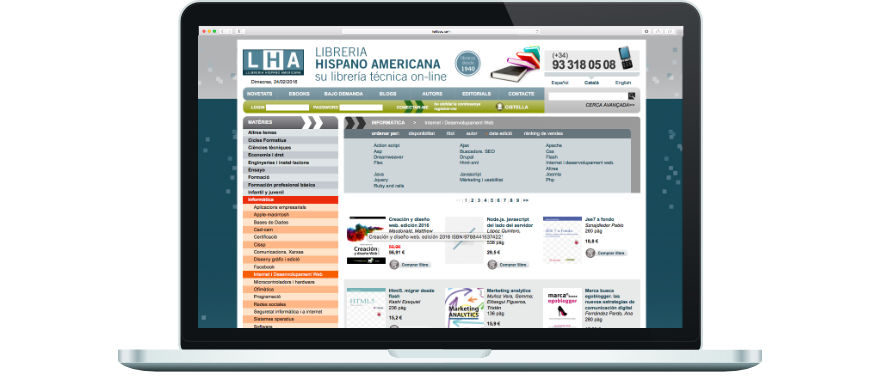 Llibreria Hispano Americana programació botiga online a mida exemple 2