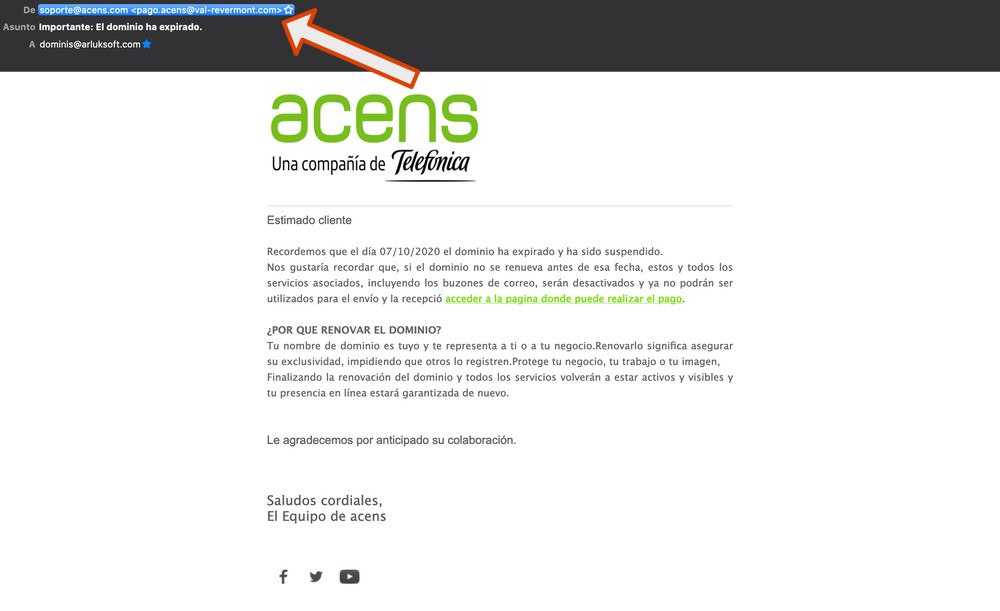 exemple email phishing acens