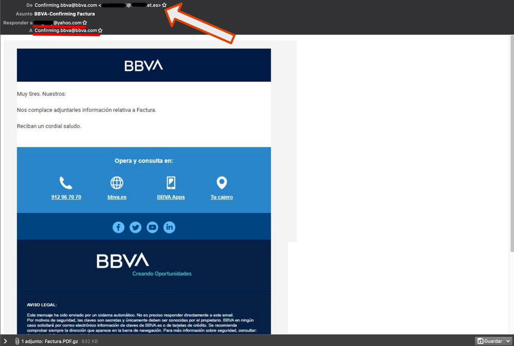 exemple email phishing bbva